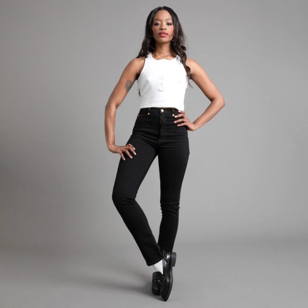 Judi Rosen High Waisted Judi Pant, 27, Black stretch denim